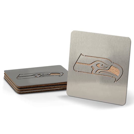 You the Fan Officially Licensed NFL Boasters 4-piece Coaster Set- Seattle Seahawks